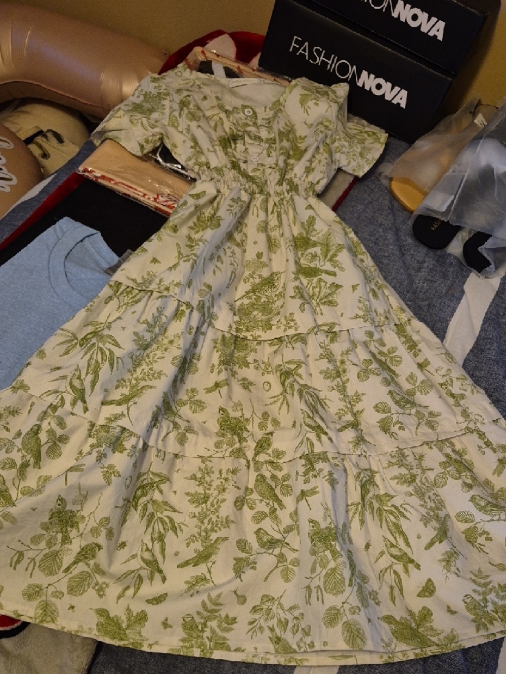 Trish Scully Child Girls' Green Botanical Print Dress